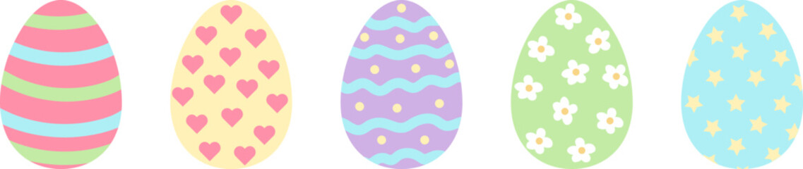 Colored Easter eggs, set of vector illustrations isolated in white background