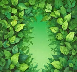 Illlustration of green environment with fresh leaves.