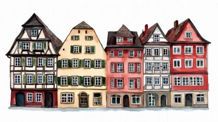 Fototapeta premium Colorful Historic German Houses with Unique Architectural Styles