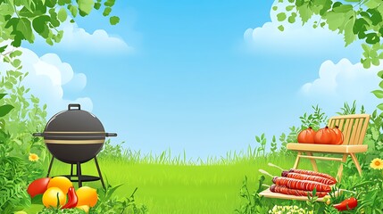 Summer barbecue in a garden