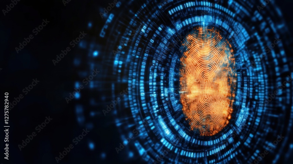 Leinwandbilder Digital Fingerprint Scan Abstract Background Technology Image