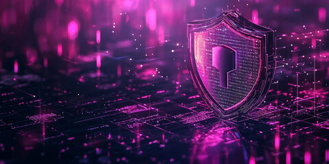 technology featuring network security grids and holographic warning icons, cyber defense theme