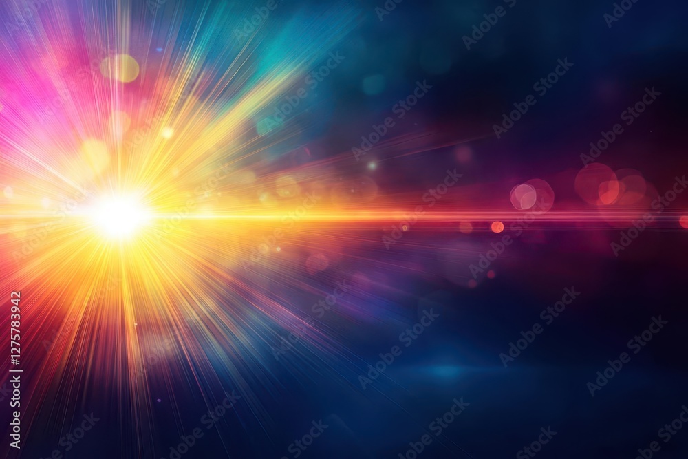 Aufkleber Bright light burst illuminating dark background creating a striking visual effect in a mysterious atmosphere