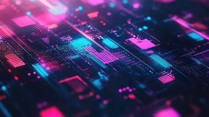 Obraz premium Abstract technology background featuring colorful lights and patterns in a vibrant digital design