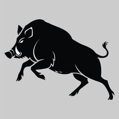 a wild boar running silhouette vector design art and illustration