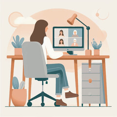 Professional Woman Working from Home in a Virtual Meeting