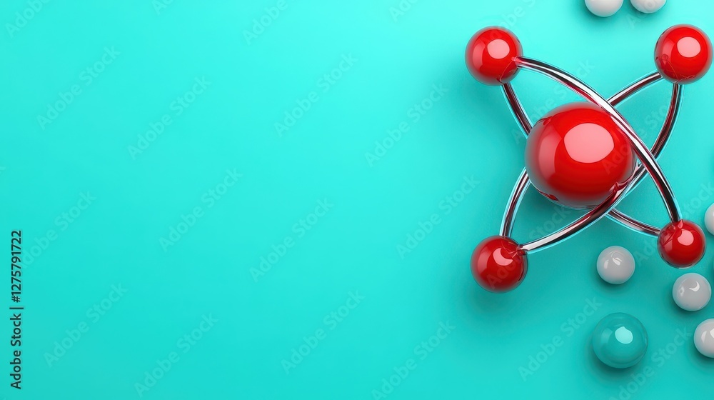 Aufkleber Molecule structure with two spheres and one additional molecule represented in 3d model
