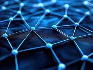 Abstract connected dots and lines on blue background Communication and technology network concept with moving lines and dots