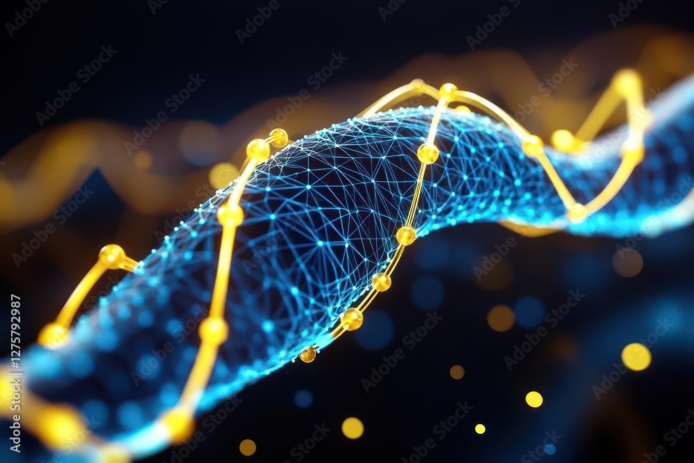 Poster dna molecule structure against a blue background illustrating genetic science and biology concepts