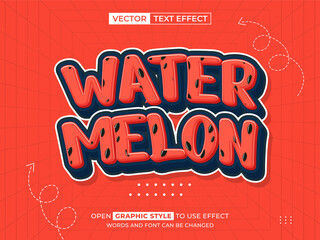 water melon editable text, text effect, 3d text for title