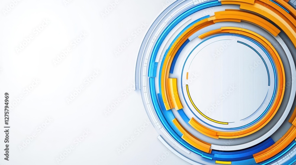 Fototapete circular shape created with vibrant colorful lines on a white background