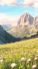 Fototapeta premium Stunning Alpine Meadow with Majestic Mountain Range