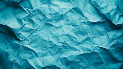 Obraz premium Crumpled Paper Texture Background, Blue Turquoise Wrinkled Paper, Abstract pattern, Full Frame