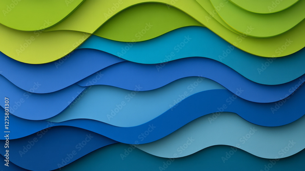 Aufkleber Abstract loop-de-loop silhouette in bold lime green and royal blue, with precise circular