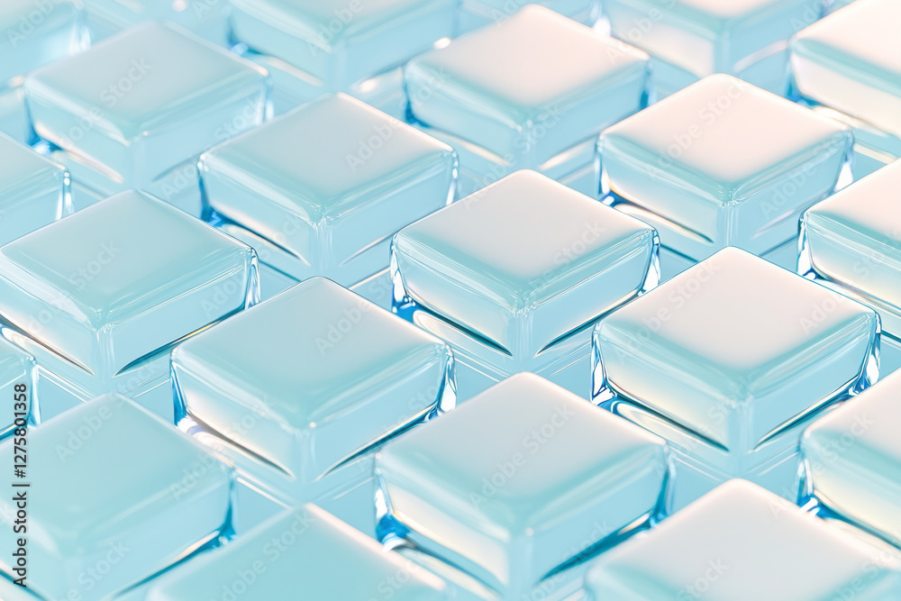 Aufkleber vast arrangement of floating azure cubes neatly aligned in a translucent grid layout, creating an