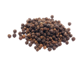 Black pepper pile isolated on white background