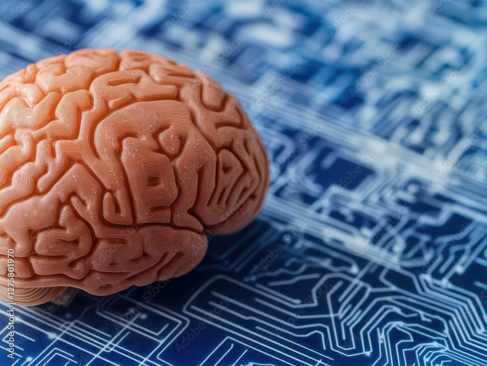 Poster Artificial Intelligence brain and modern technology background