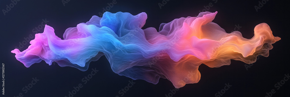 Aufkleber surreal plasma-like forms in vivid crimson and electric blue, merging into each other under soft