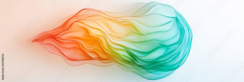 Poster translucent bubble sphere showing internal swirling currents of green and red that fade softly at