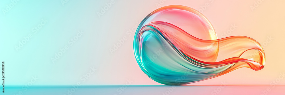 Poster translucent bubble sphere showing internal swirling currents of green and red that fade softly at