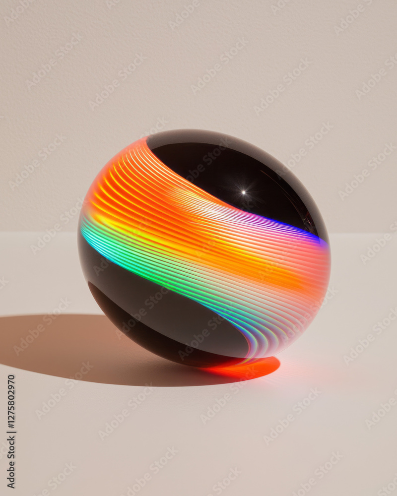Aufkleber shimmering metallic orb featuring winding tracks of bright green and deep red that gradually shift