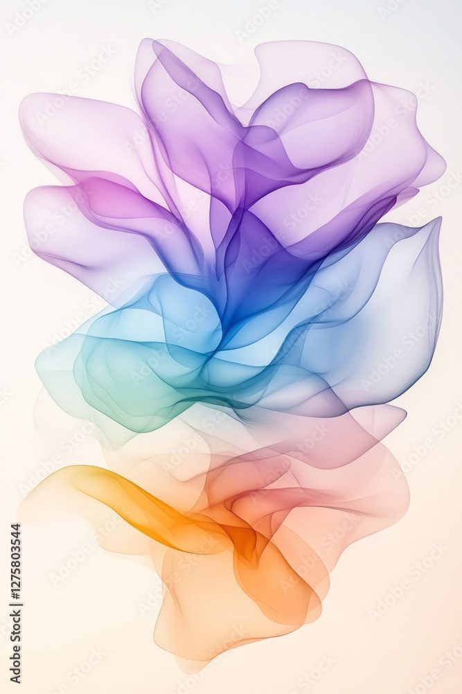 Poster Ethereal blob-like shape levitating in a twilight setting, blending soft magenta with icy blue