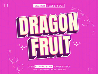dragon fruit editable text, text effect, 3d text for title