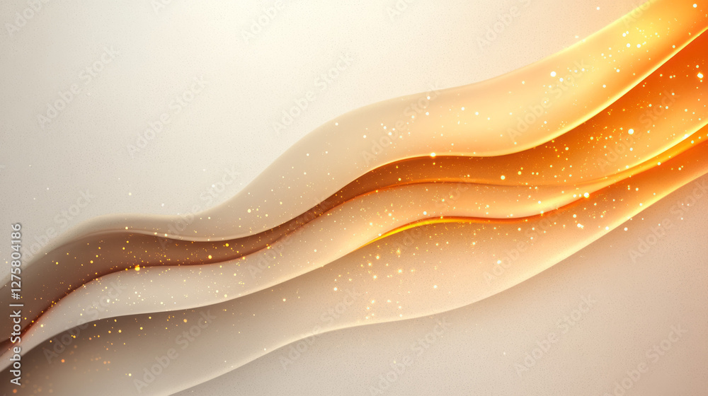Poster minimalist composition of broad metallic arcs glowing faintly with scattered golden highlights, set