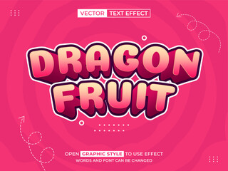 dragon fruit editable text, text effect, 3d text for title