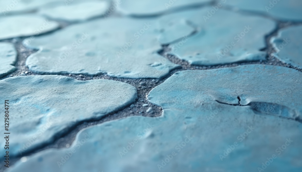 Poster macro shot of azure stone pattern background. abstract design with blue stone tiles, rough cement te