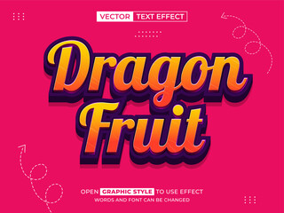 dragon fruit editable text, text effect, 3d text for title