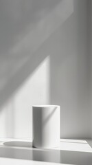 Elegant White Cylinder Pedestal in a Minimalist Studio