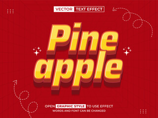 Fototapeta premium pineapple editable text, text effect, 3d text for title