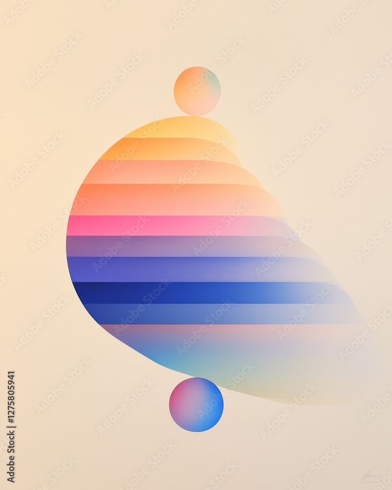 Aufkleber minimalist composition featuring evenly spaced concentric rings in soft pastels, gradually shifting