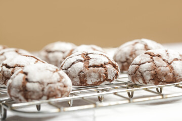 Rustic Cool Whip Chocolate Cookies with Powdered Sugar