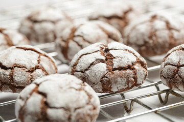 Rustic Cool Whip Chocolate Cookies with Powdered Sugar