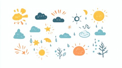 Colorful Weather Icons Collection for Creative Projects and Design