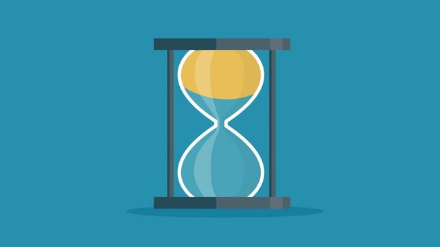 Hourglass, Sand Timer, Or Sand Clock Measuring , Time concept. Blue Background. FullHD stock video. Hourglass 2D video animation. Cartoon design. Isolated on blue background. Footage motion Full HD