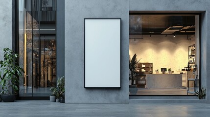 Minimalist Vertical Blank Signboard Wall for Modern Storefront