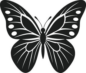 Graceful Butterfly Silhouette with Ornate Wing Patterns – Vector Illustration
