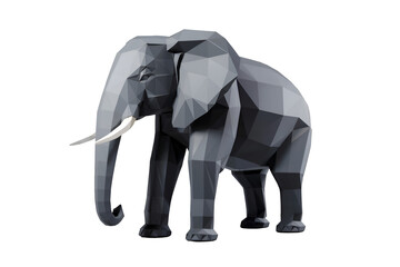 Low Poly Elephant isolated on transparent background