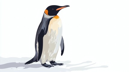 Fototapeta premium Regal Penguin Portrait with Vibrant Colors on a Minimalistic Background