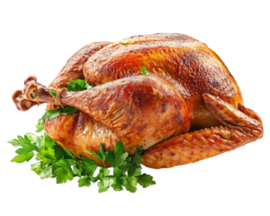whole smoked turkey with crispy outer skin, garnished with fresh herbs, perfect for festive occasions and gatherings. This delicious centerpiece is sure to impress guests