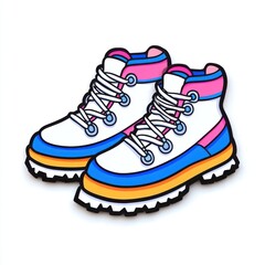 Colorful Hiking Boots with Vibrant Design and Thick Sole, Perfect for Adventure and Outdoor Activities