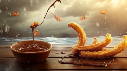 A Delightful Display of Churros and Chocolate