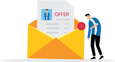 Job offer or job opportunity to be promoted or new position for higher salary concept