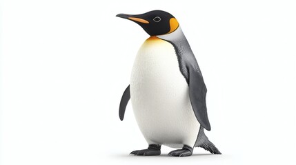 Fototapeta premium Realistic 3D Illustration of an Emperor Penguin on White Background