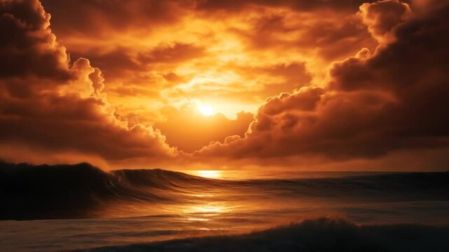 A dramatic exodus unfolds with celestial light and majestic walls of water.