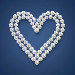 Obraz premium heart shape made of pearls on blue background, symbolizing love and elegance. This artistic arrangement evokes feelings of romance and beauty
