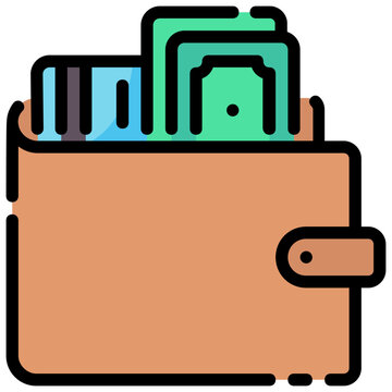 brown wallet with money and cards clip art preview